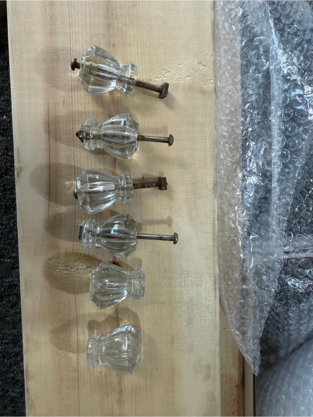 Antique Glass Cabinet & Drawer Knob Lot – 6 Pieces